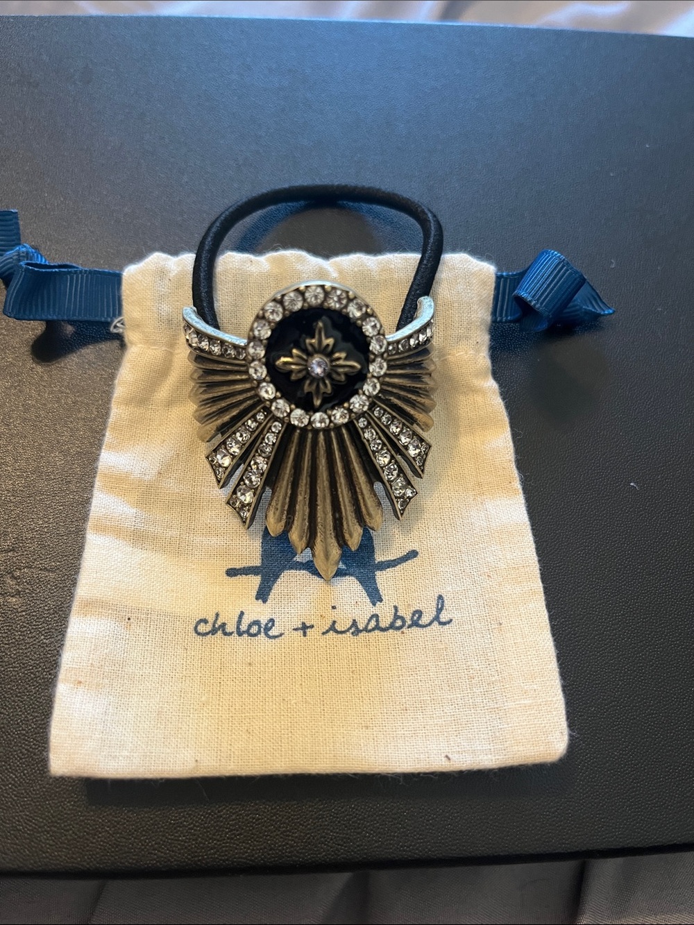Chloe + Isabel Antiqued Gold Fan Rhinestone Hair Tie